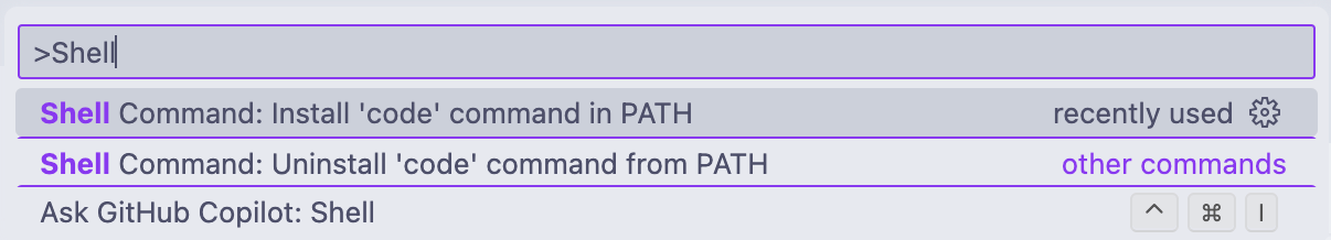 Installing code command in Path in VS Code