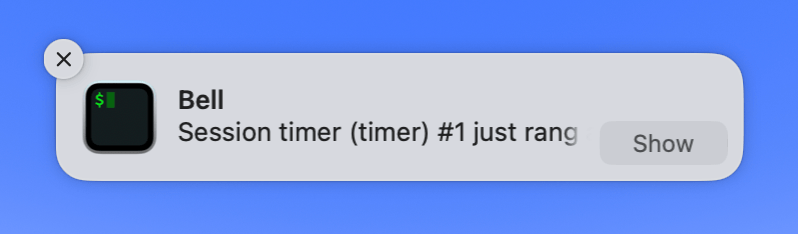 A notification is sent by tput command after the timer is complete.