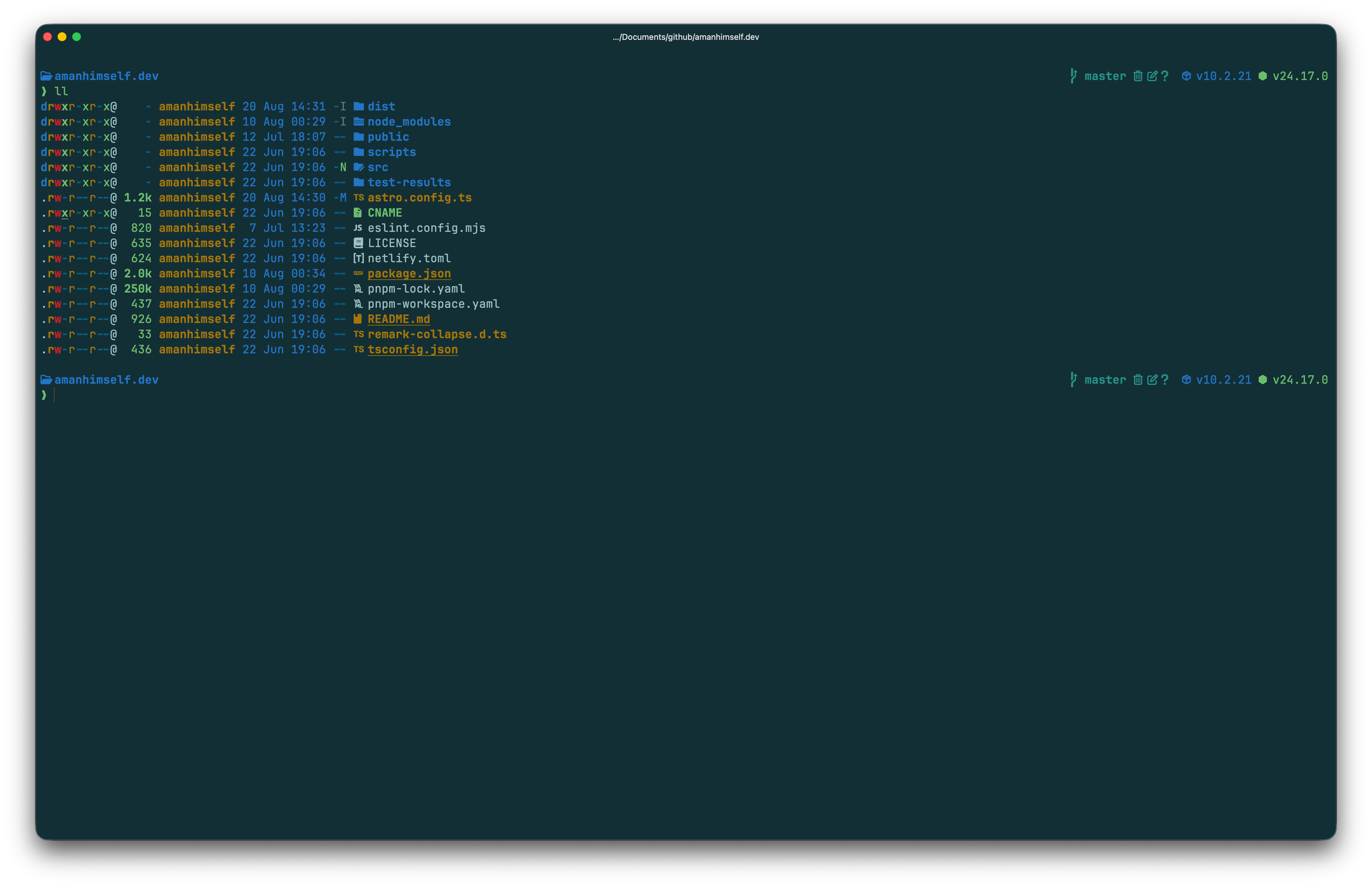 Ghostty terminal window using the Solarized Dark Higher Contrast theme