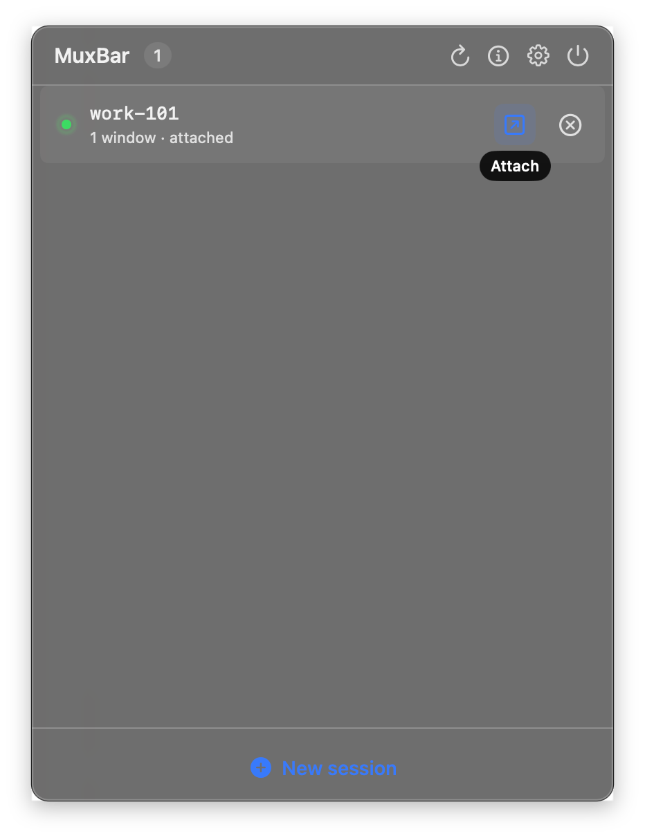 Empty state with no tmux sessions